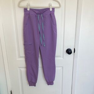 Figs Lavender Scrub Joggers with Mint Drawstring